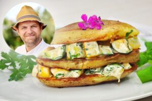 Gefüllte Erdäpfel mit Zucchinirahm Rezept von Josef Floh