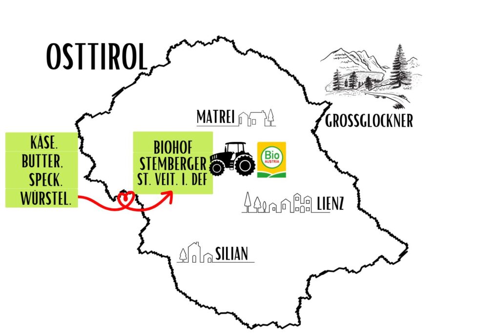 Ortsgrafik des Biohof Stemberger im Defereggental in Osttirol