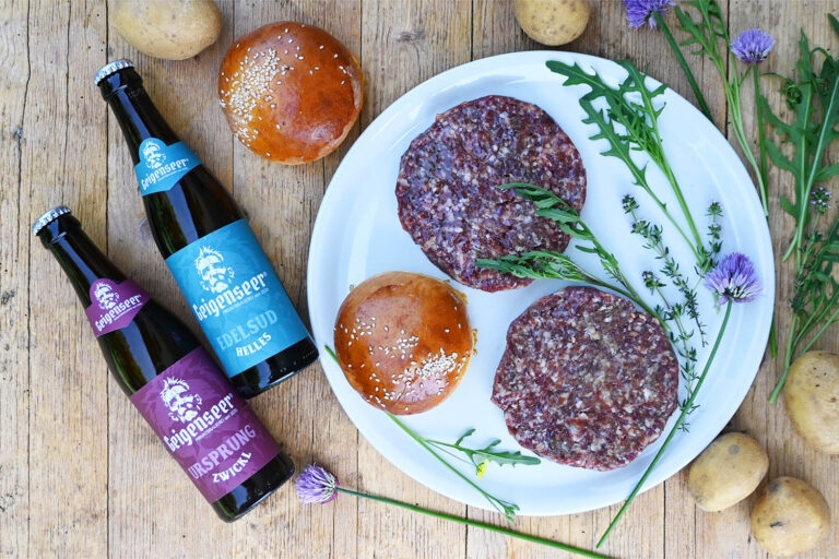 Wagyu-Burger mit Geigenseer Bier