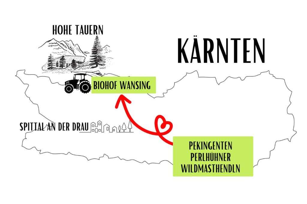 Lageplan von Johann Hansi Meissnitzer vom Biohof Wansing in Rennweg am Katschberg